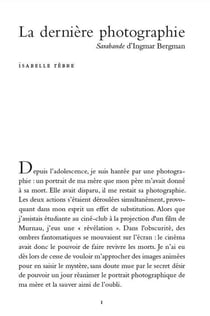 La dernière photographie - "sarabande" d'Igmar Bergman