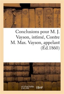 Conclusions, intime, contre m. max. vayson, appelant