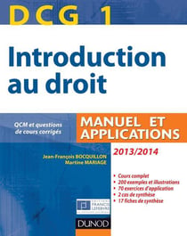 Dcg 1 - introduction au droit - manuel et applications (édition 2013/2014)