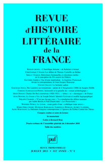 REVUE D'HISTOIRE LITTERAIRE DE LA FRANCE n.2011/3