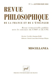 Revue philosophique de la France et de l'étranger n.147 : miscellanea (édition 2022)