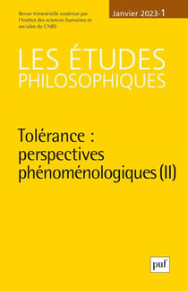 Les études philosophiques Tome 1 : tolérance : perspectives phénoménologiques (édition 2023)