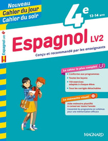 Cahier du jour / cahier du soir : espagnol - 4e - LV2