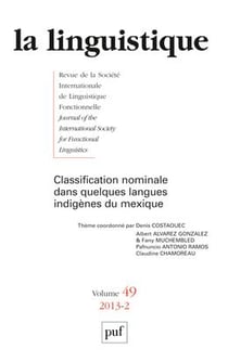 Revue La Linguistique n.49/2 : les classificateurs nominaux dans des langues du Mexique