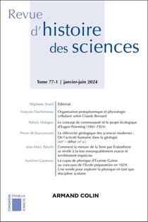 Revue d'histoire des sciences n.77-1 : Varia