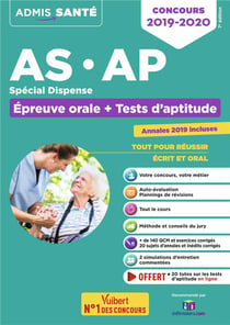 Concours as, ap, spécial dispense - épreuve orale et tests d'aptitude (édition 2020)