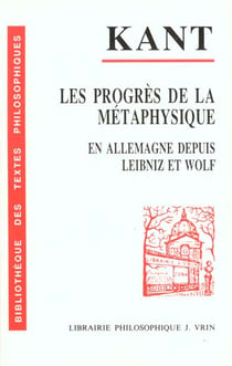 Les progrés de la métaphysique en Allemagne depuis me temps de Leibniz et de Wolff