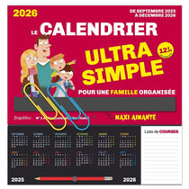 Frigobloc Le calendrier Ultra Simple pour une famille organisée ! (de sept. 2025 à déc. 2026)