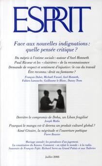 Esprit : face aux nouvelles indignations : quelle pensée critique ? (édition 2008)