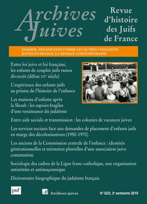 Archives juives n.52/2 : des enfants comme les autres ? enfances juives en France à l'époque contemporaine