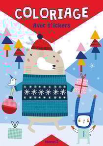 Coloriage avec stickers - ours hiver