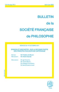 Bulletin de la Société française de philosophie n.115-2 : Spinoza et Descartes : sur la seconde partie des Principia philosophiae cartesianae