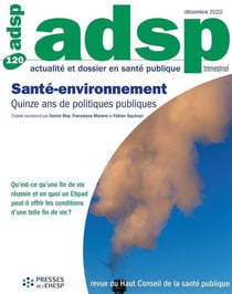 Revue adsp n.120 : santé et environnement : quinze ans de politiques publiques