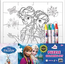 LA REINE DES NEIGES - SET PUZZLE A COLORIER AVEC CRAYONS DISNEY