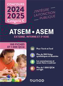 Concours ATSEM/ASEM - Externe, interne et 3e voie - Catégorie C - 100 Fiches et 1 000 QCM (édition 2024/2025)