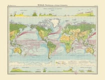 Carte : Le monde, végétation et courants marins