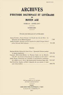 Archives d'histoire litteraire et doctrinale du moyen age n.84