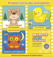 Premiers livres des tout-petits - coffret jaune - des livres tout doux pour les petites mains !