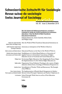 Revue suisse de sociologie, vol. 45-Issue 3/2019 : Comment le monde du travail transforme les institutions éducatives