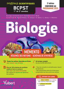 Mémento de biologie BCPST 1re et 2e années : notions-clés - schémas de synthèse, lexique, conforme à la réforme de 2021
