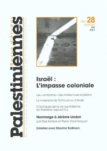 REVUE D'ETUDES PALESTINIENNES n.80/28 : Israël, l'impasse coloniale