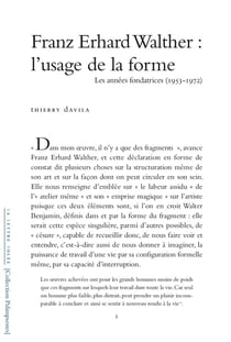 Franz Erhard Walther : l'usage de  la forme, les annees fondatrices (1953-1972)