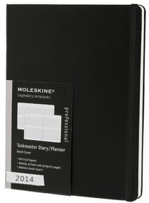 Agenda taskmaster semainier vertical 2014 très grand format noir couverture rigide