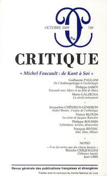 Revue Critique n.749 : Michel Foucault : de Kant à Soi !