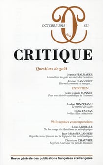 Revue Critique n.821 : questions de goût
