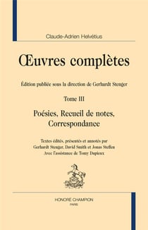 Oeuvres complètes Tome 3 - poésies, recueil de notes, correspondance