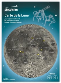Carte de la lune - pour repérer facilement les principaux cratères, mers et curiosités lunaires