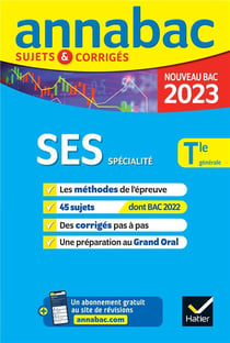 Annabac sujets & corrigés : spécialité SES - terminale générale (édition 2023)