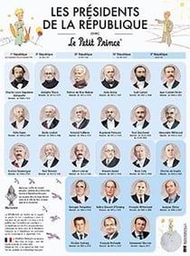 LES PRÉSIDENTS DE LA RÉPUBLIQUE AVEC LE PETIT PRINCE - POSTER