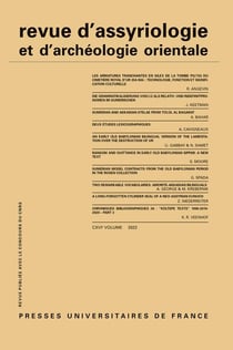 REVUE D'ASSYRIOLOGIE ET D'ARCHEOLOGIE ORIENTALE n.116 (édition 2022)