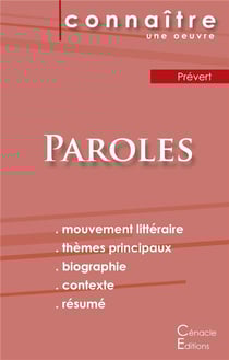 Paroles de Prévert - fiche de lecture