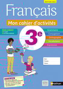 Français - 3e - mon cahier d'activités - cahier de l'élève (édition 2021)
