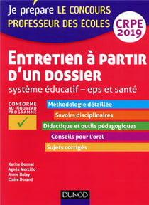 Je prépare - le concours professeur des écoles - entretien à partir d'un dossier - systeme éducatif, eps et santé - crpe (édition 2019)