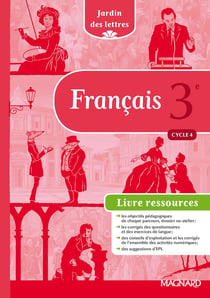 Jardin des lettres : français - cycle 4 - 3ème - livre ressources