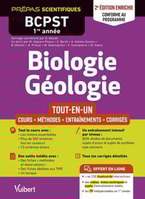 Biologie-Géologie : BCPST 1re année - 2e édition conforme au nouveau programme - Cours - Schéma-bilan - Méthodes détaillées - Exercices corrigés - Tous les TP en ligne (2e édition)