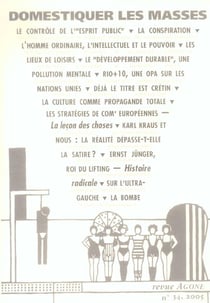 REVUE AGONE Tome 34 : Agone 34-2005 Domestiquer les Masses