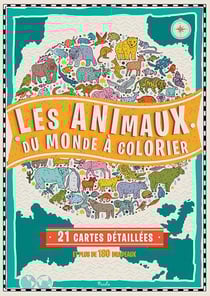 Les animaux du monde à colorier - 21 cartes détaillées et plus de 180 drapeaux