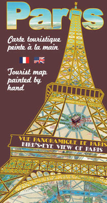 Carte touristique de paris peinte à la main