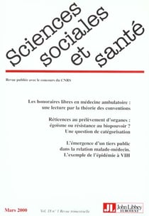Revue sciences sociales et sante t.18 n.1