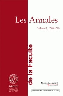 Les annales de la faculté de droit, sciences économiques et gestion de Nancy Tome 2