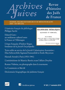 Archives juives n.52/1 : figures de médiateurs juifs en France (XIXe-XXe siècles)