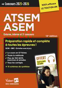 Concours ATSEM et ASEM - Catégorie C - Préparation rapide et complète à toutes les épreuves - Tout le cours en audio : Agent (territorial) spécialisé des écoles maternelles - Concours externe, interne et 3e concours 2025-2026