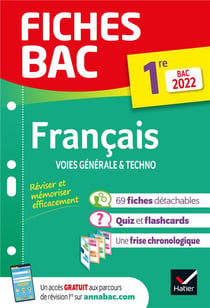 Fiches bac : français - 1re générale & techno (édition 2022)