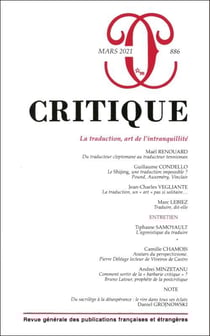 Revue Critique n.886 : La traduction, art de l'intranquillité