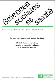 REVUE SCIENCES SOCIALES ET SANTE n.36 : la santé environnementale au-delà du risque - n.3 - septembre 2016
