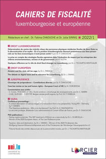 Cahiers de fiscalité luxembourgeoise et européenne n.2022/1